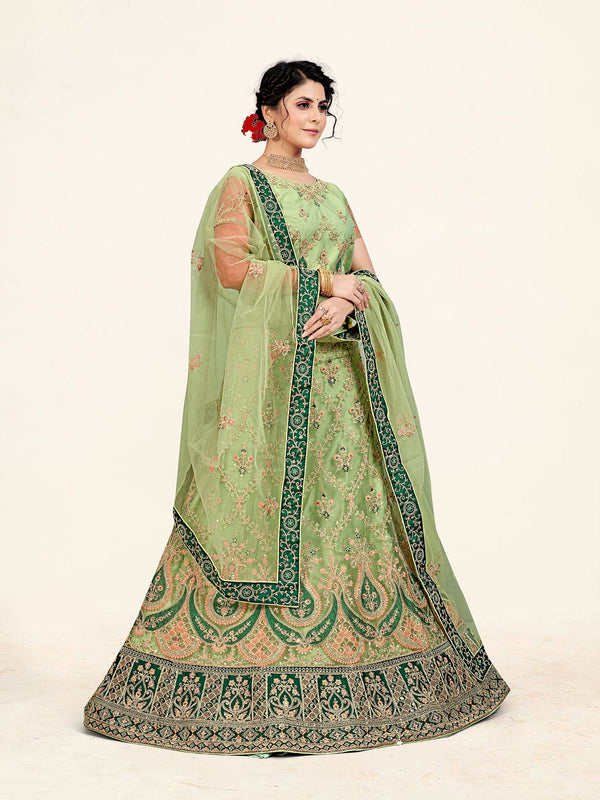 Women's Green Color designer Semi Stiched Lehenga choli set with dupatta - Sweet Smile