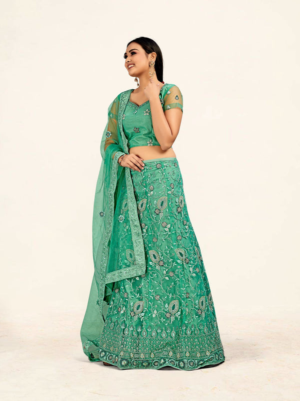 Women's Green Color designer Semi Stiched Lehenga choli set with dupatta - Sweet Smile