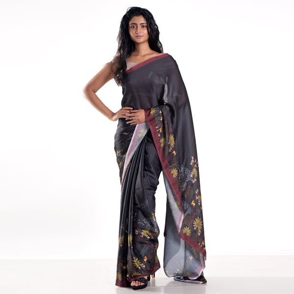 Women's Ginny Digital Printed Satin Georgette Saree - Boveee