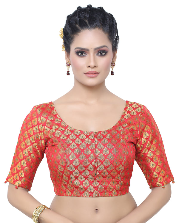 Women'S Brocade Elbow Length Sleeve Readymade Saree Blouse - Madhu Fashion