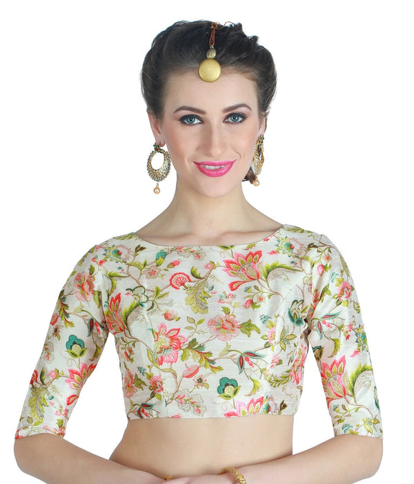 Women's White Floral Print Blouse by Shringaar- (1pc set)