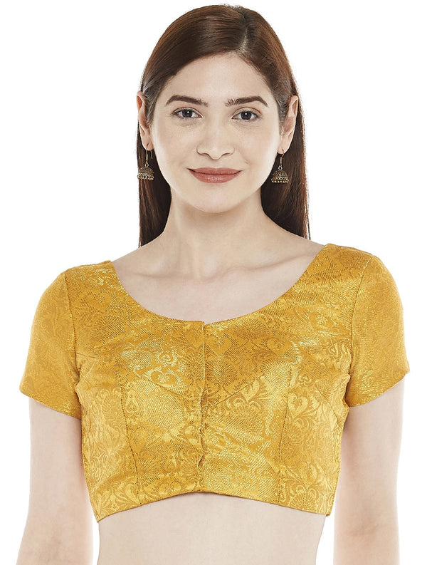 Women's Yellow Banarasi Brocade Blouse by Shringaar- (1pc set)