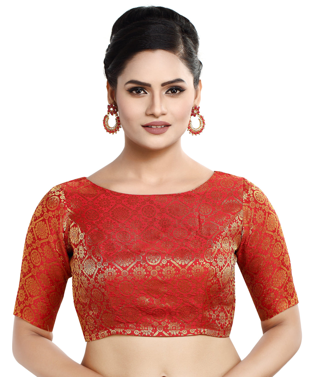 Women's Polyester Half Sleeve Saree Blouse - Madhu Fashion