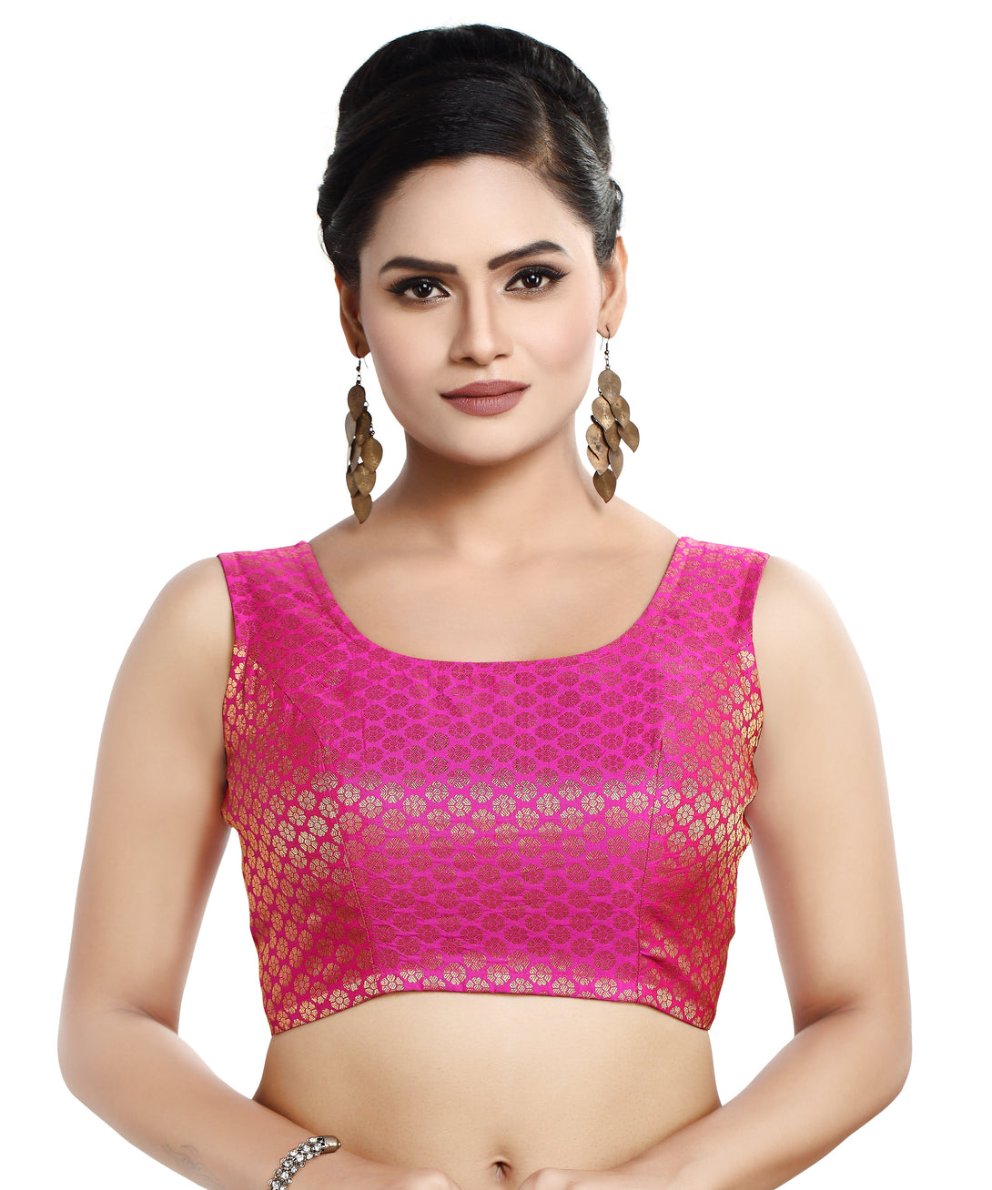 Women'S Sleeveless Brocade Readymade Saree Blouse - Madhu Fashion