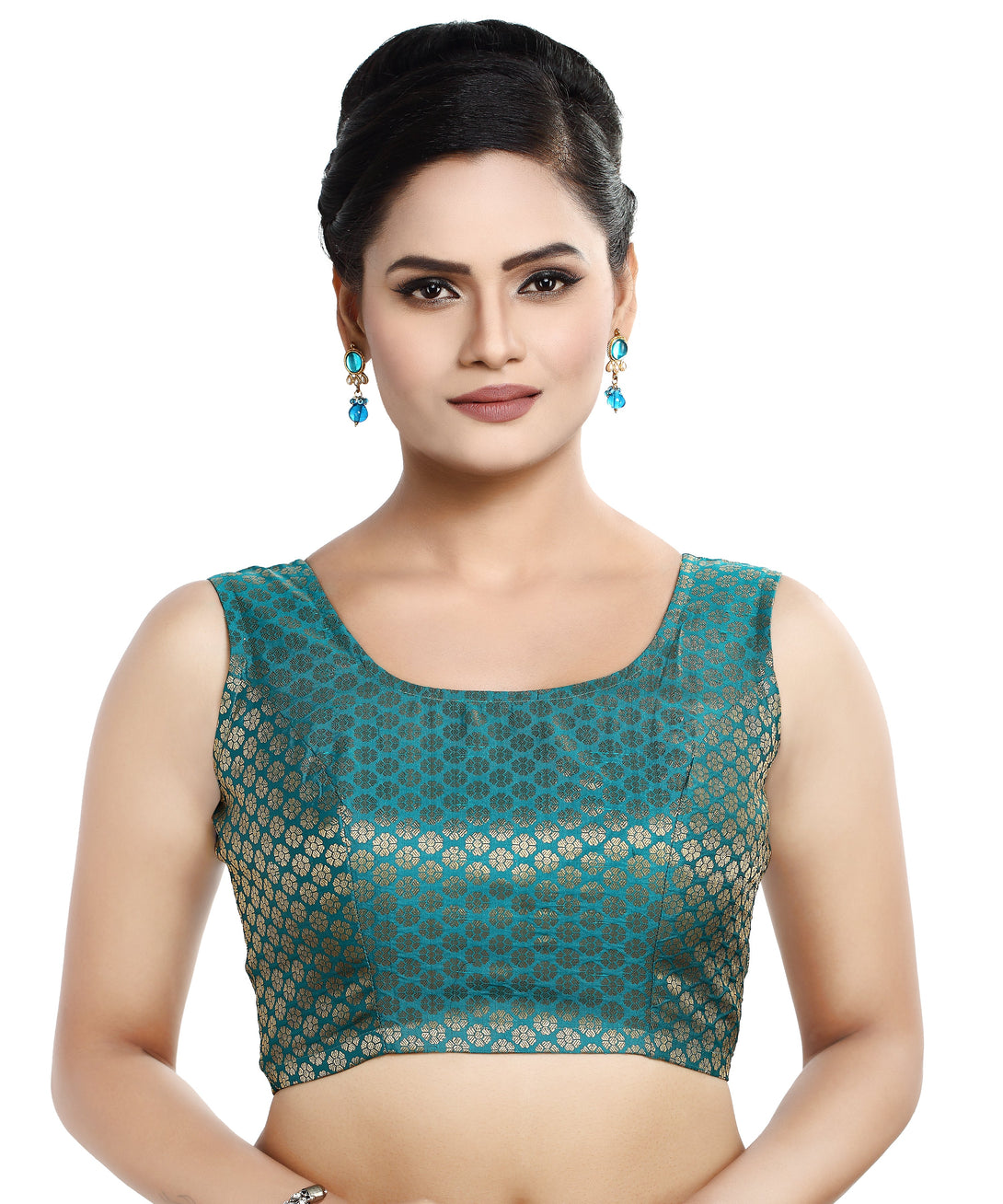 Women'S Sleeveless Brocade Readymade Saree Blouse - Madhu Fashion