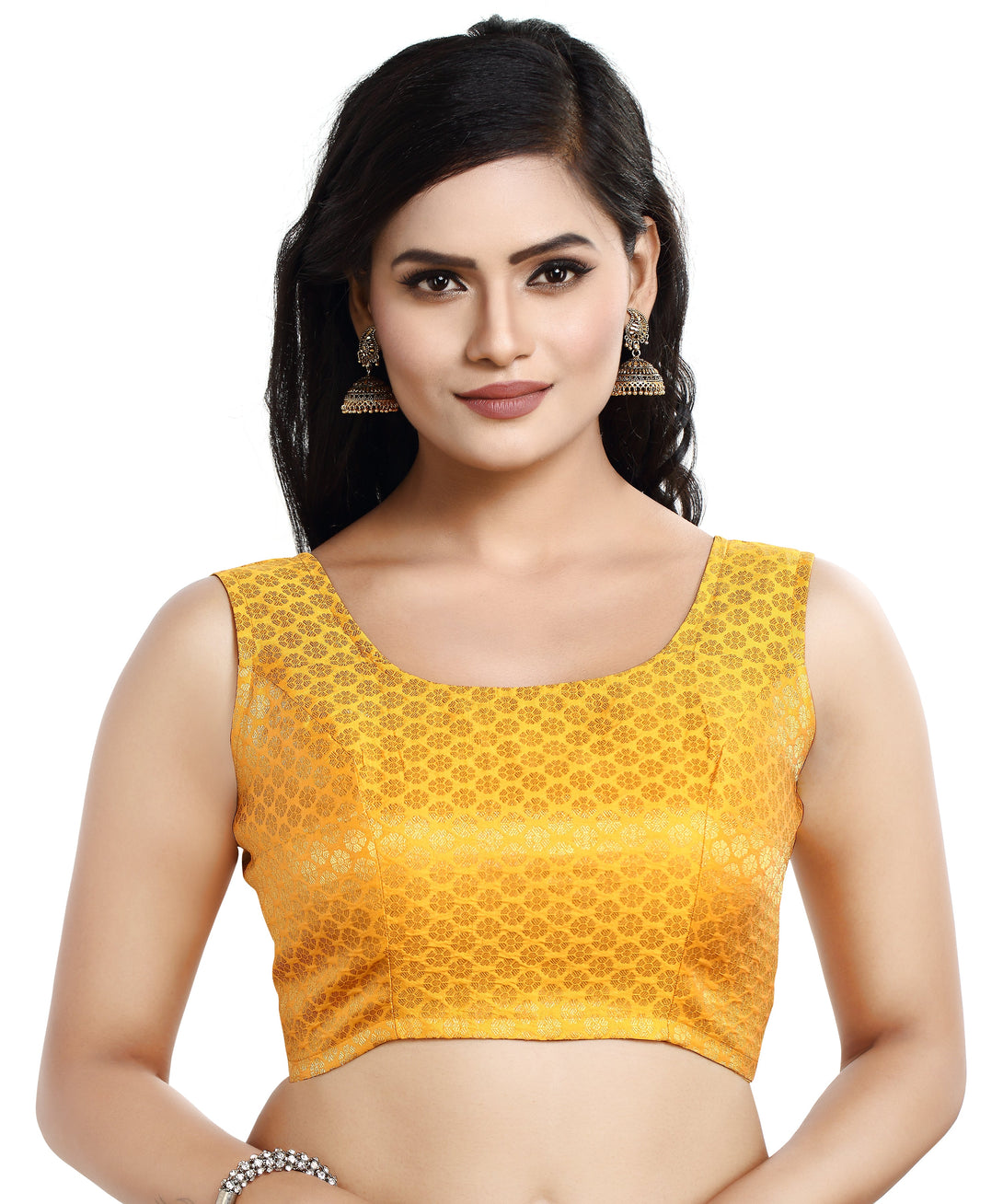 Women'S Sleeveless Brocade Readymade Saree Blouse - Madhu Fashion