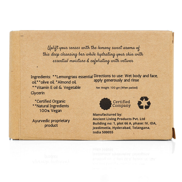 Ancient Living Lemongrass & Vetiver Luxury Handmade Soap - 100 gm each - Suitable for Dry and Combination Skin