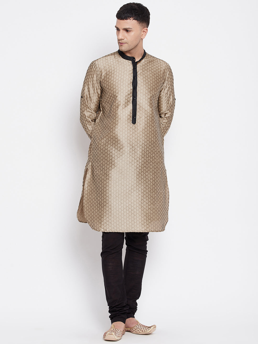 Men's Kurta With Contrast Collar And Placket - Even Apparels