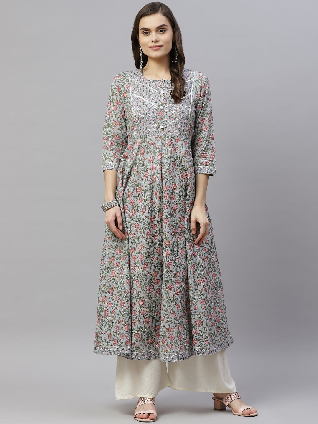 Women's Floral Printed Anarkali Kurta - Miravan