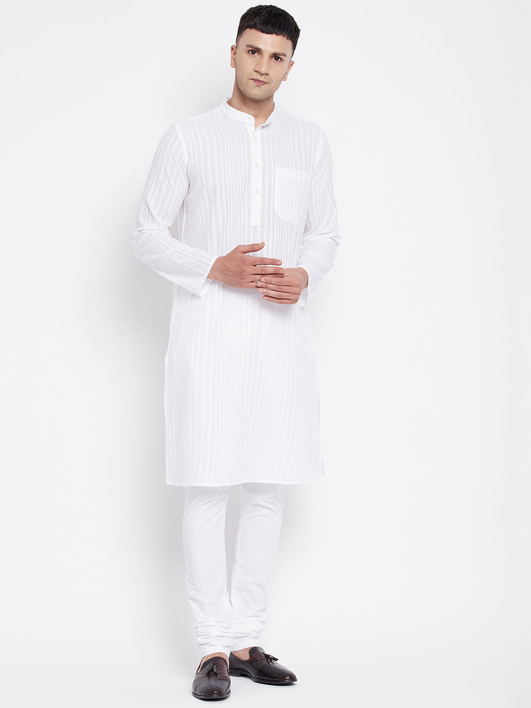 Men's Pure Cotton Kurta With Band Collar - Even Apparels