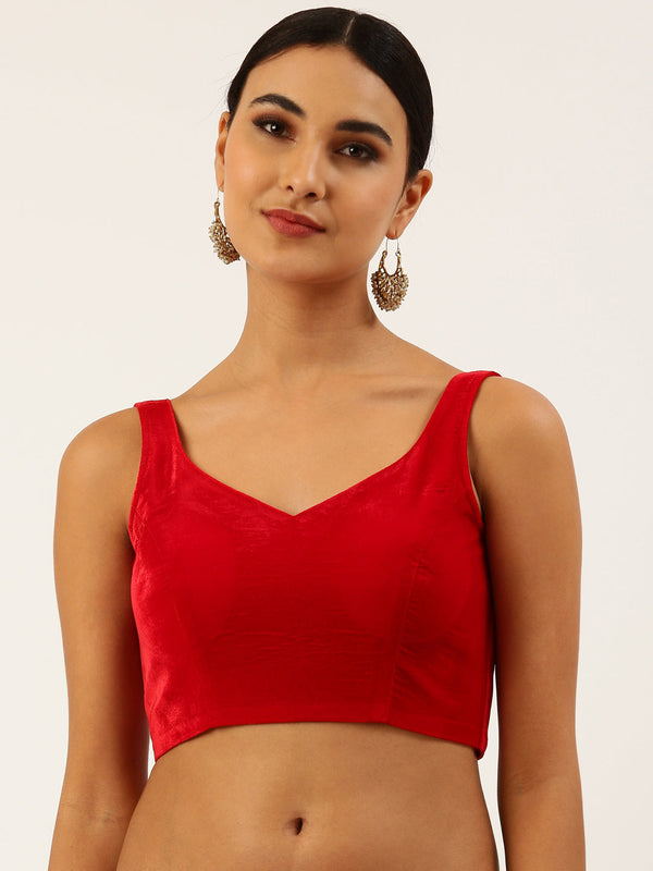 Women's Red Velvet Readymade Blouse - Royal Dwells