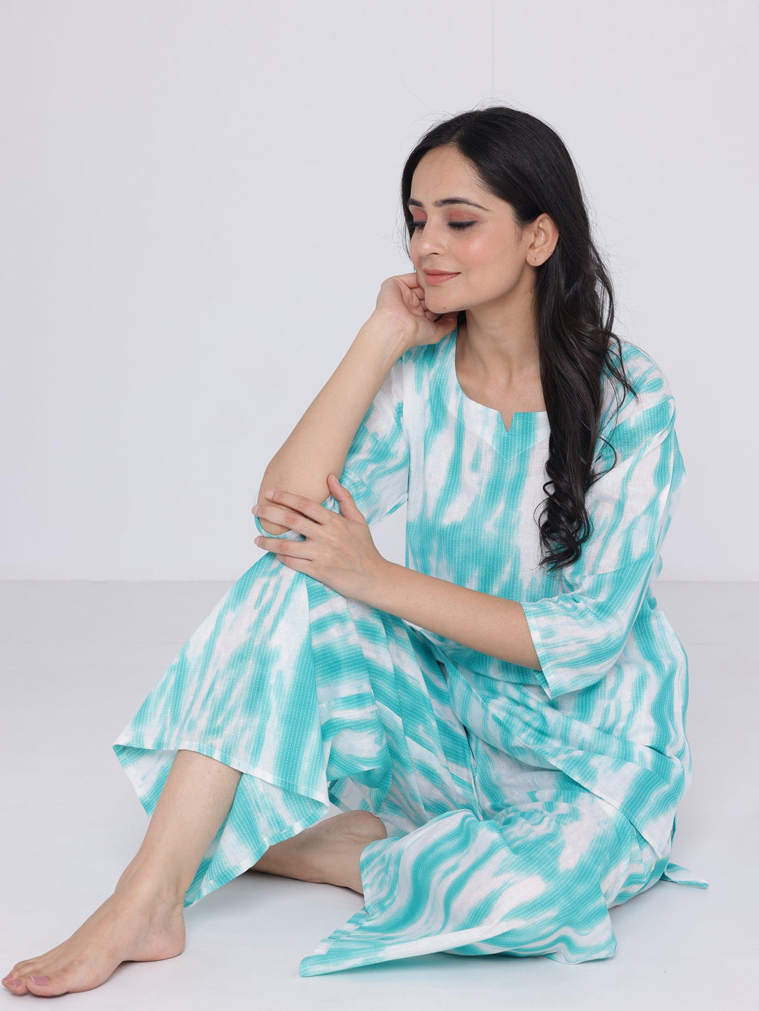 Blue Printed Cotton Night Suits - Jashvi