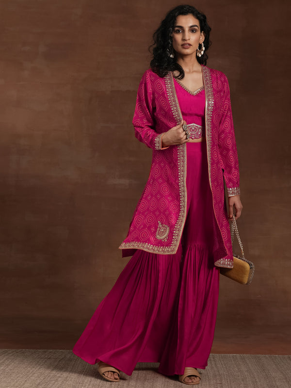 Pink Embroidered Silk Blend Co-Ords