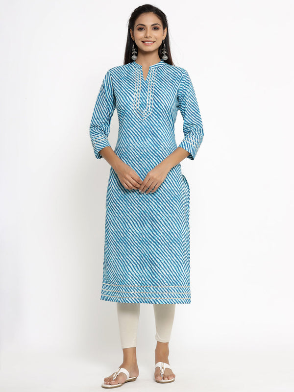 Women's Blue Cotton Kurta by Kipek- (1pc set)