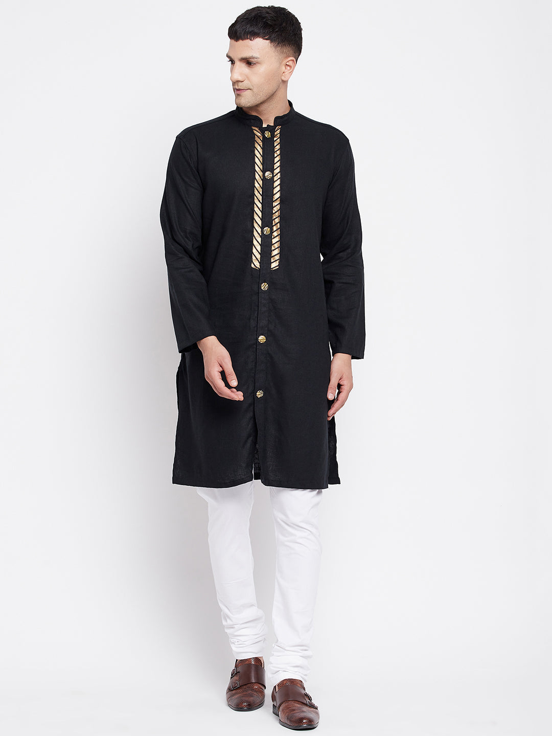 Men's Sherwani Kurta With Decorative Placket - Even Apparels