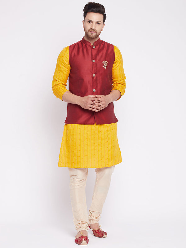 Men's Nehru Jacket With Embroided Insignia Of Lord Shiv -Even Apparels