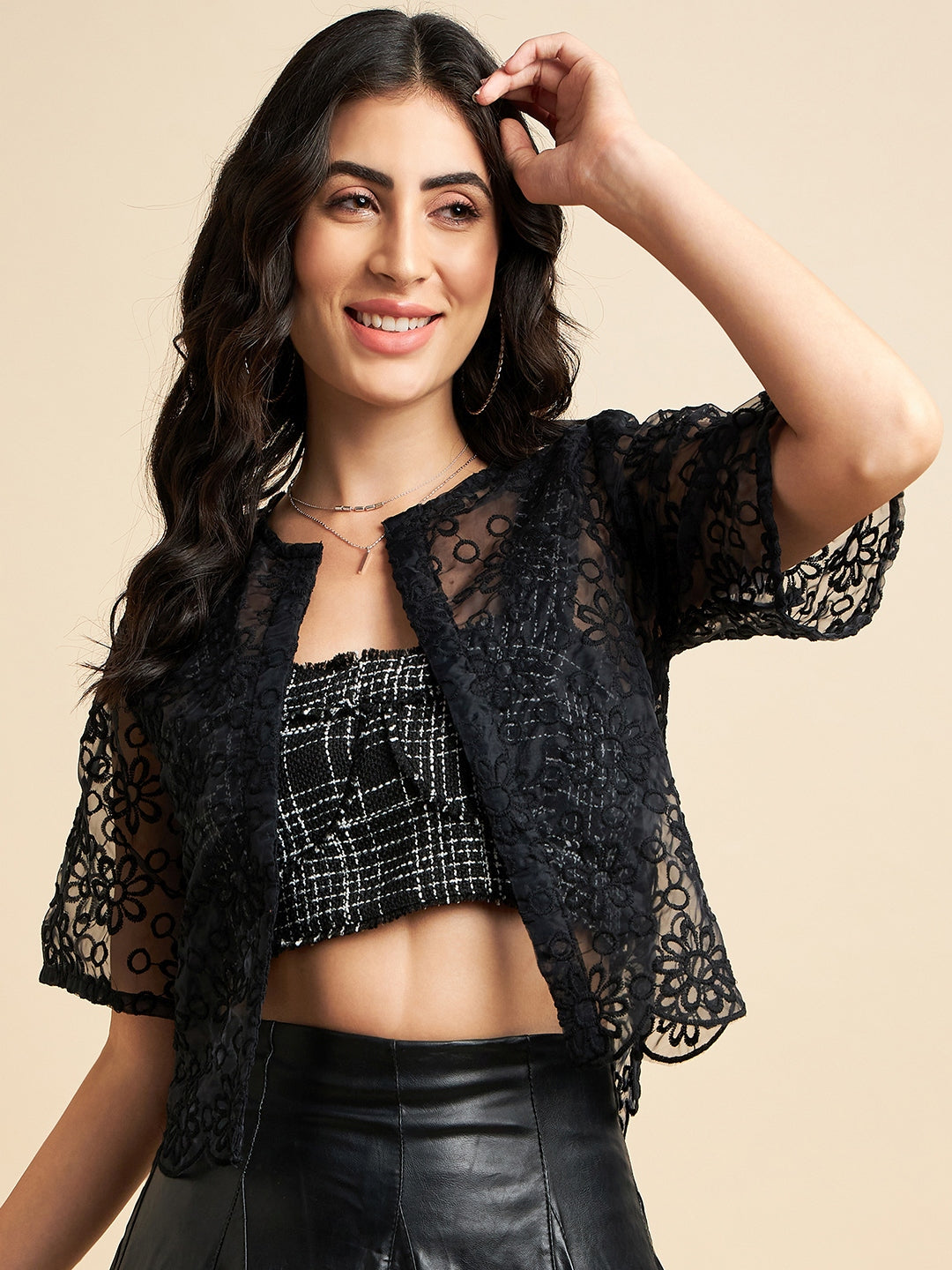 Women's Organza Embroiderd Shrug - Azira