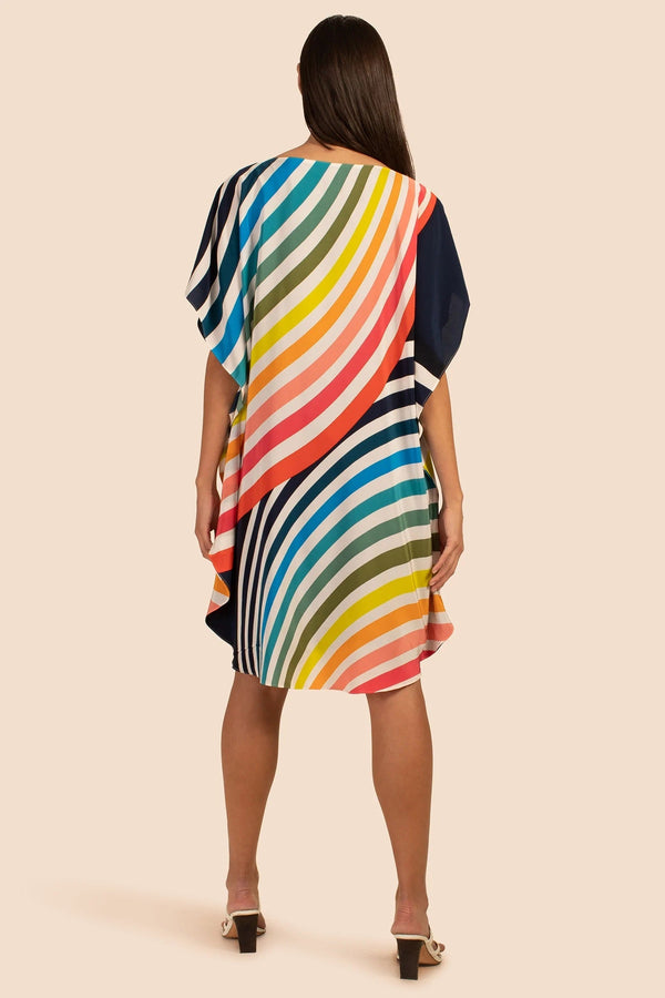 Women's Rainbow Stripes Short Silk Crepe Kaftan - JSDC