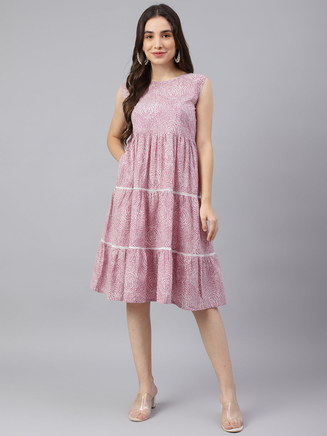 Women's Lavender Tiered Pocket Dress - Deckedup