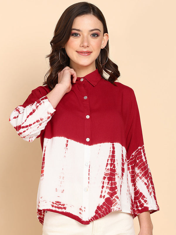 Women's Rayon Red Shirt - Maaesa