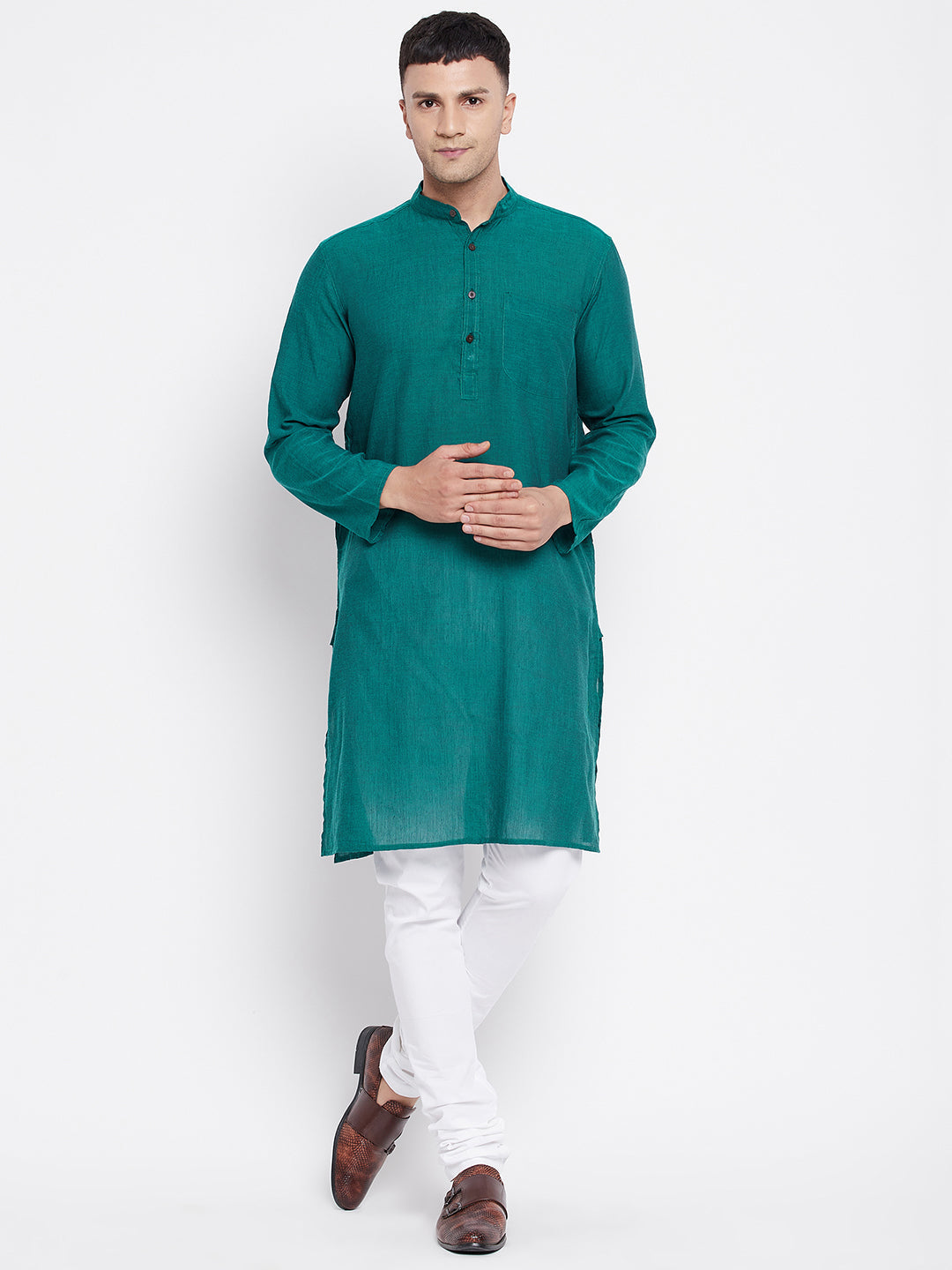 Men's Pure Cotton Kurta With Band Collar - Even Apparels