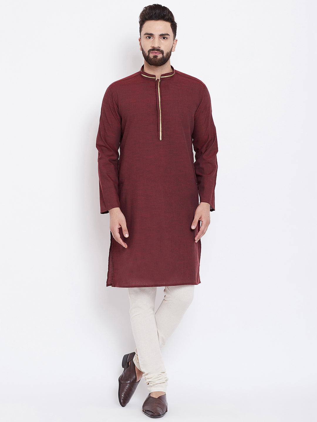 Men's Pure Cotton Kurta With Band Collar - Even Apparels