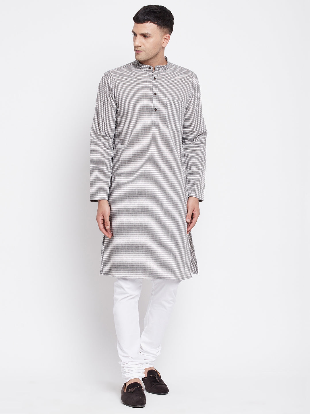 Men's Long Kurta With Band Collar - Even Apparels