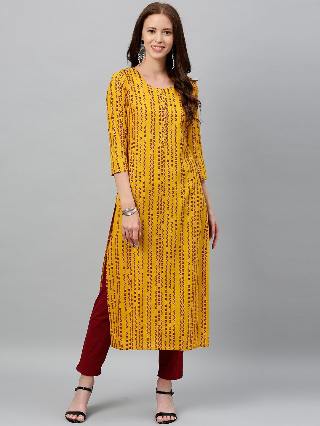 Women's Printed Rayon Slub Fabric Straight Kurta - Kipek