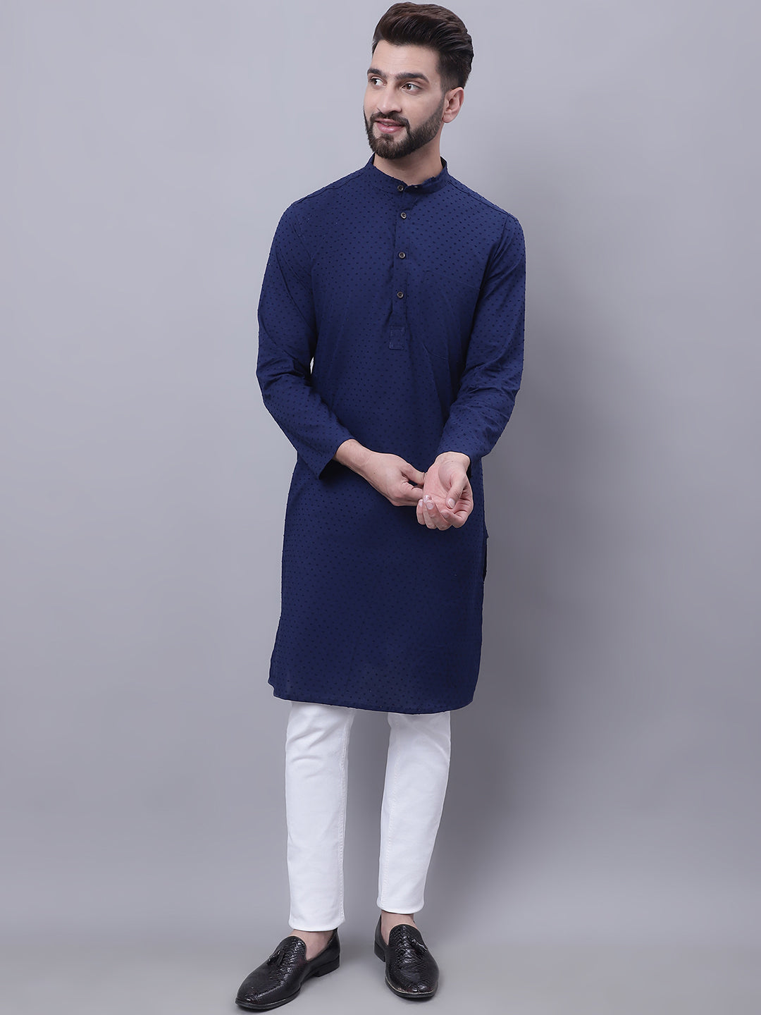 Men's Pure Cotton Kurta With Band Collar - Even Apparels