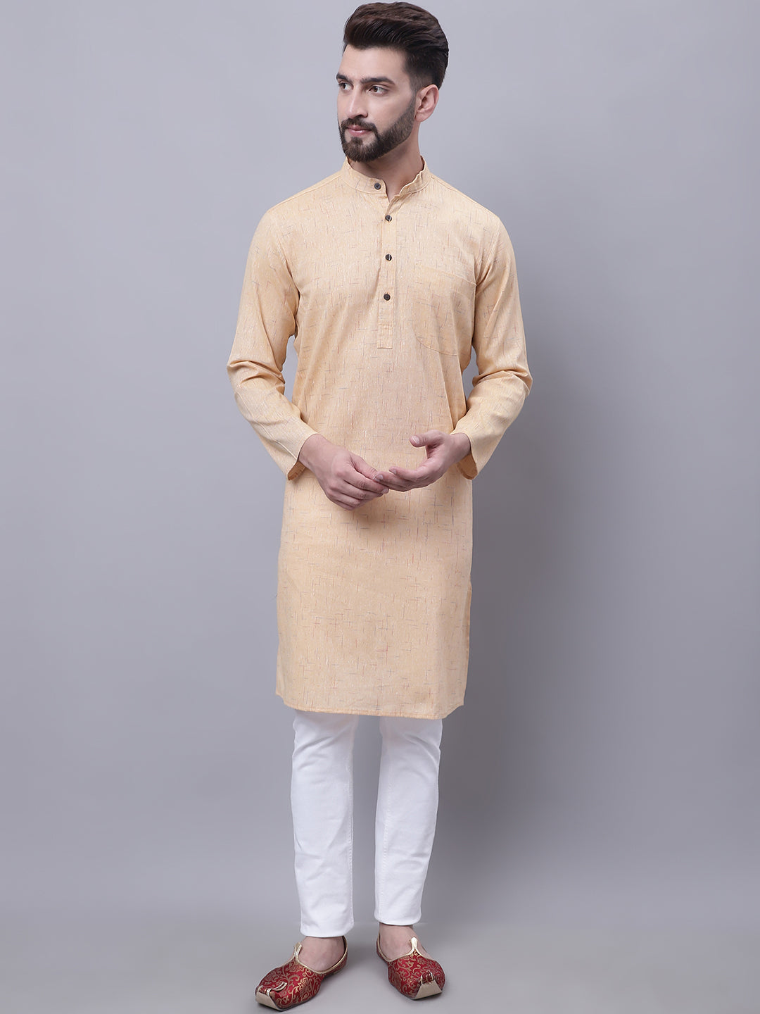 Men's Pure Cotton Kurta With Band Collar - Even Apparels