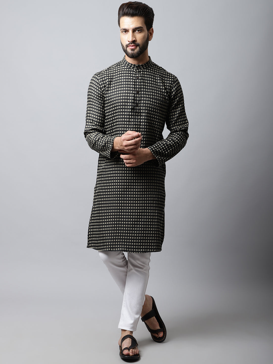 Men's Pure Cotton Kurta With Band Collar - Even Apparels