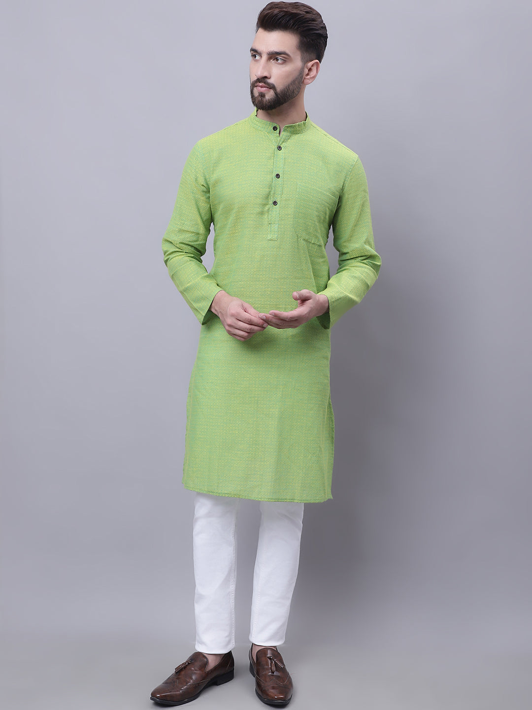 Men's Pure Cotton Kurta With Band Collar - Even Apparels