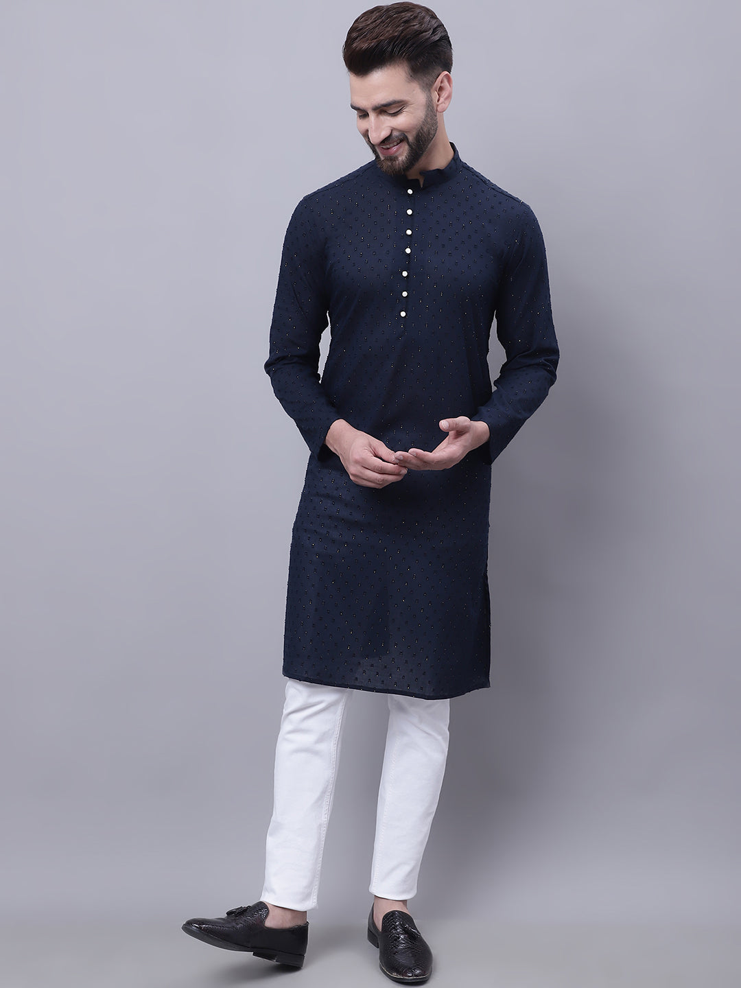 Men's Pure Cotton Kurta With Band Collar - Even Apparels