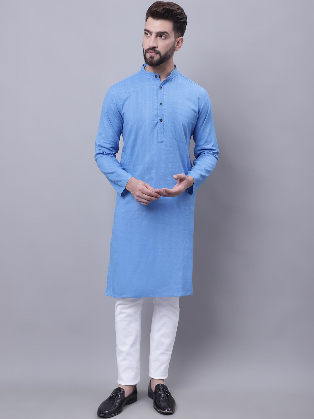 Men's Pure Cotton Kurta With Band Collar - Even Apparels