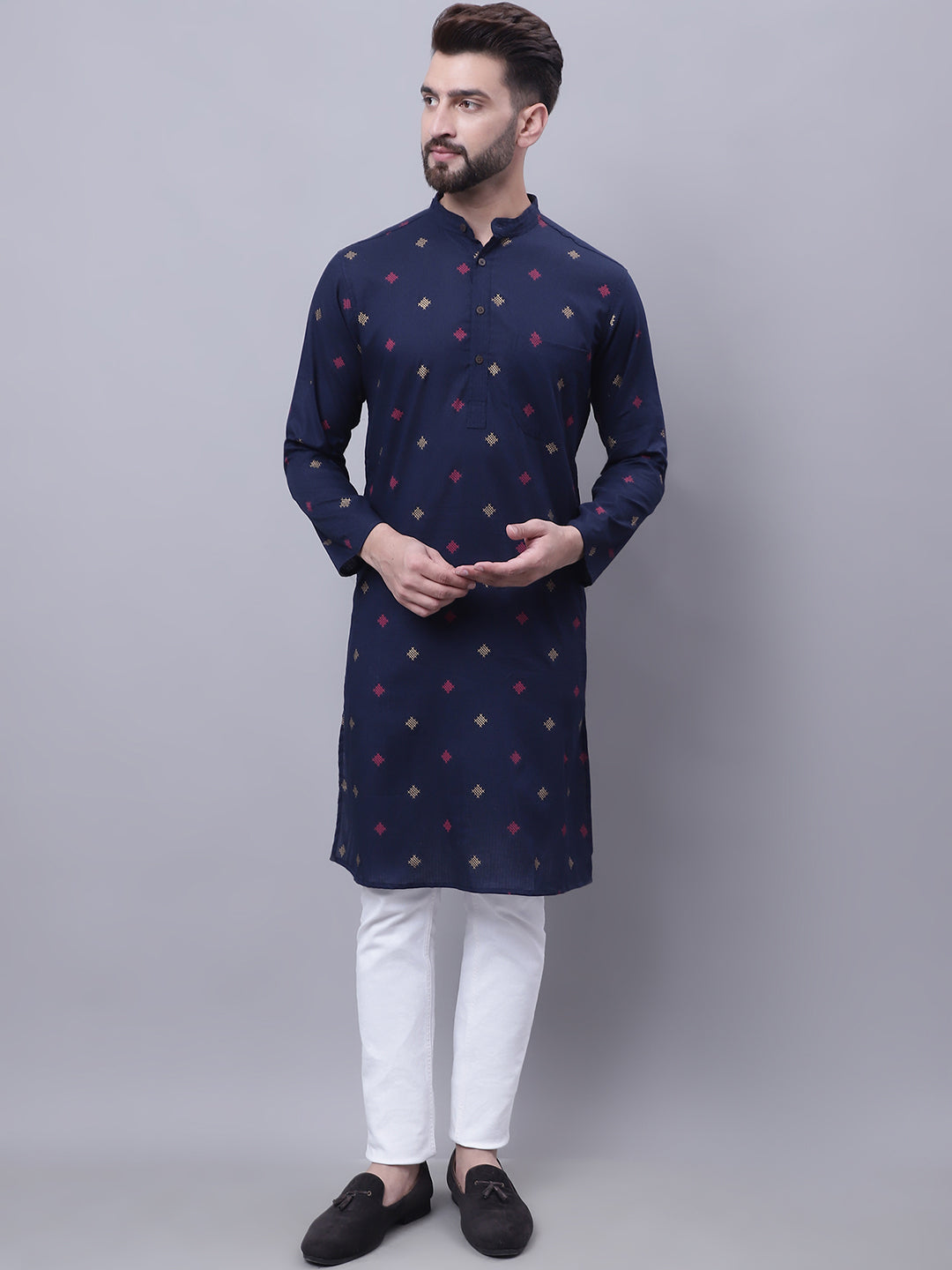 Men's Pure Cotton Kurta With Band Collar - Even Apparels