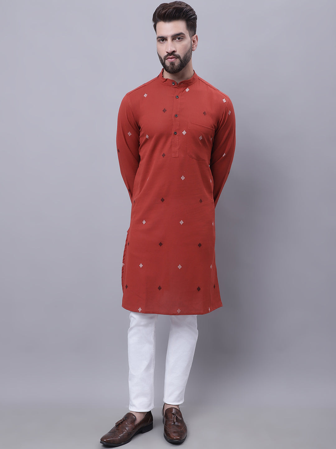 Men's Pure Cotton Kurta With Band Collar - Even Apparels