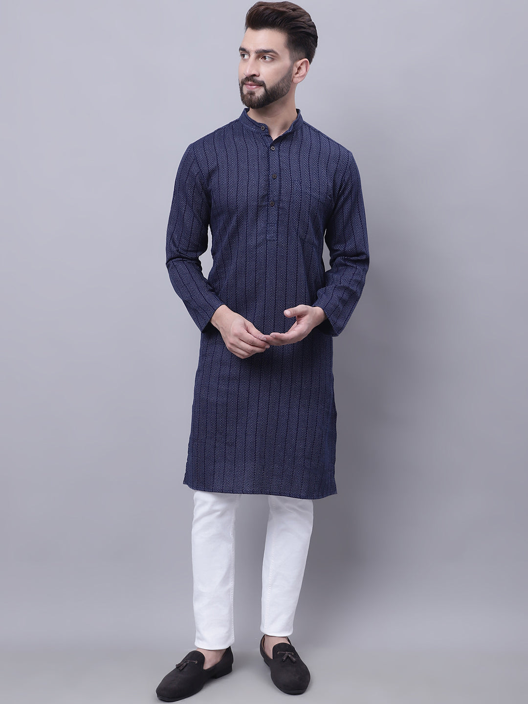 Men's Pure Cotton Kurta With Band Collar - Even Apparels