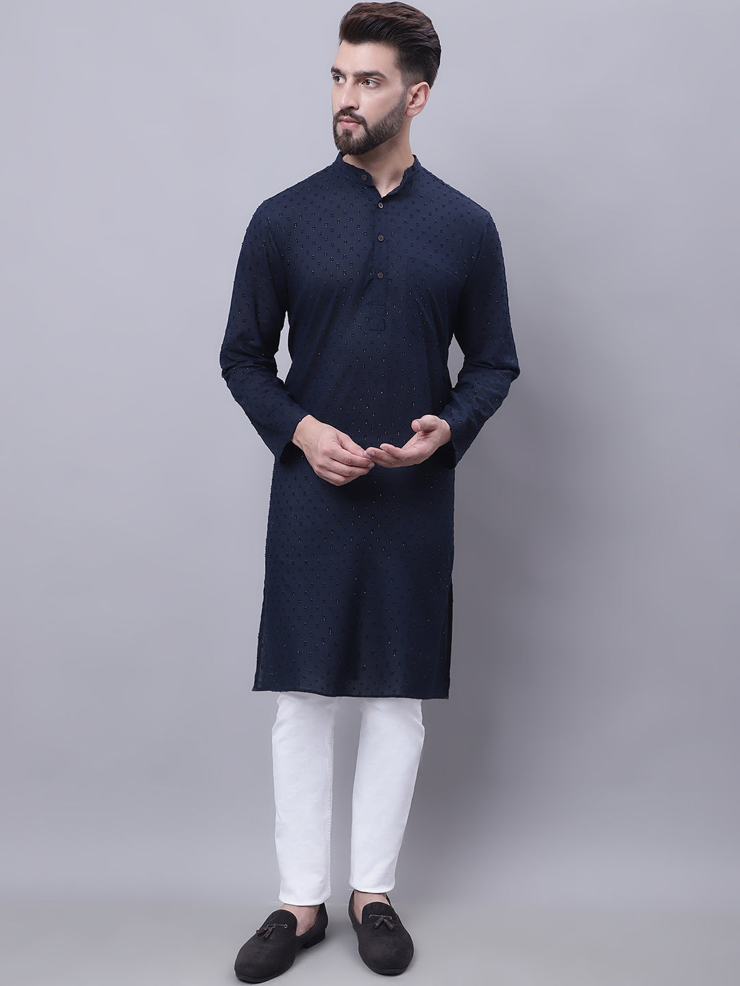 Men's Pure Cotton Kurta With Band Collar - Even Apparels