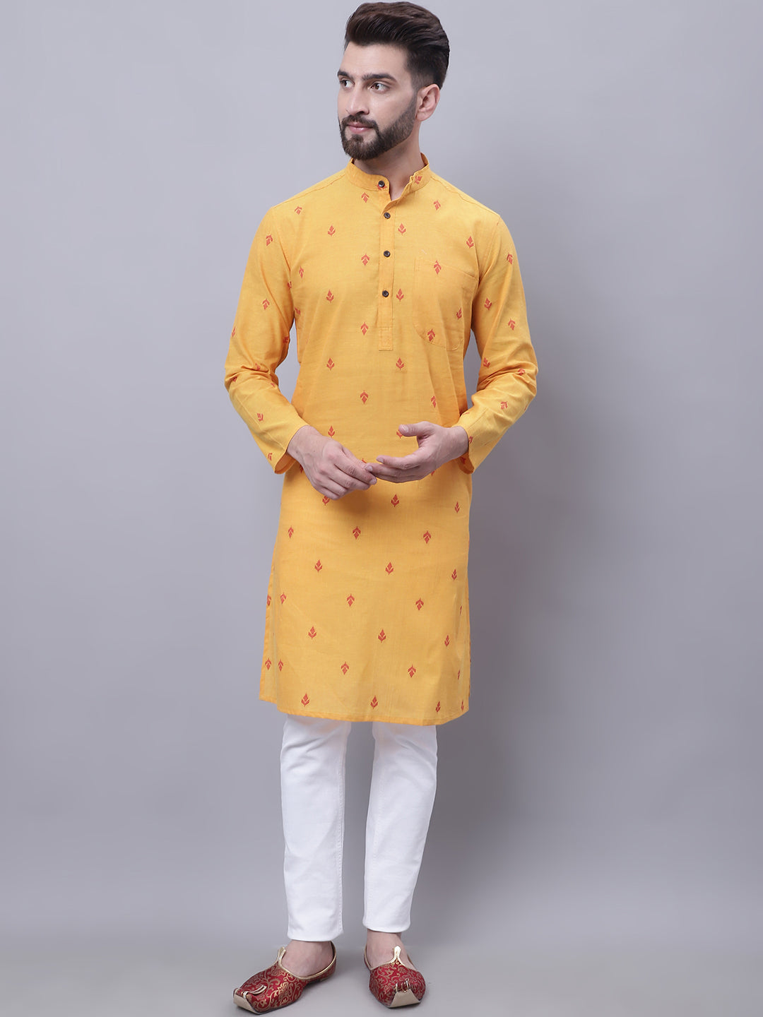 Men's Pure Cotton Kurta With Band Collar - Even Apparels