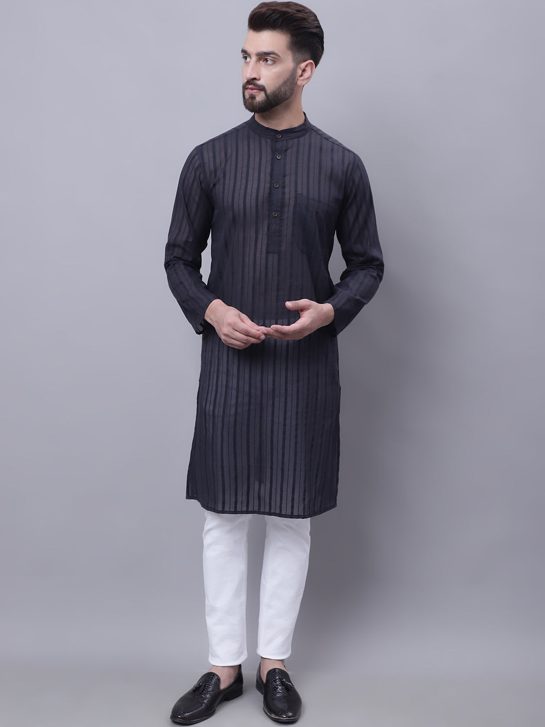 Men's Pure Cotton Kurta With Band Collar - Even Apparels