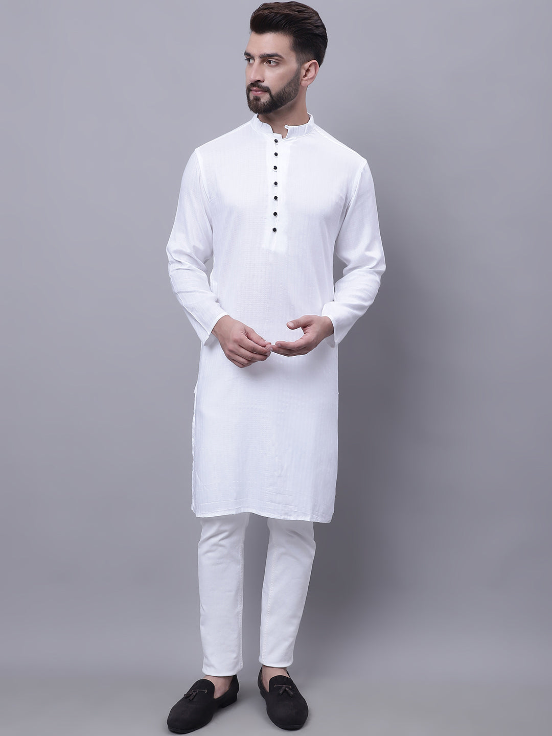 Men's Pure Cotton Kurta With Band Collar - Even Apparels