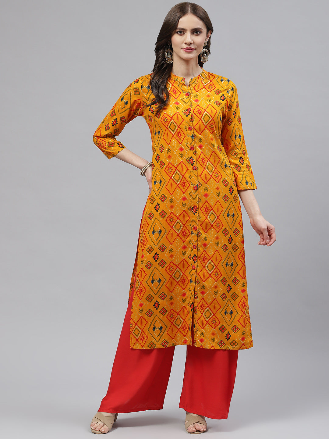 Women's Rayon Straight Kurta (Yellow) - Kipek