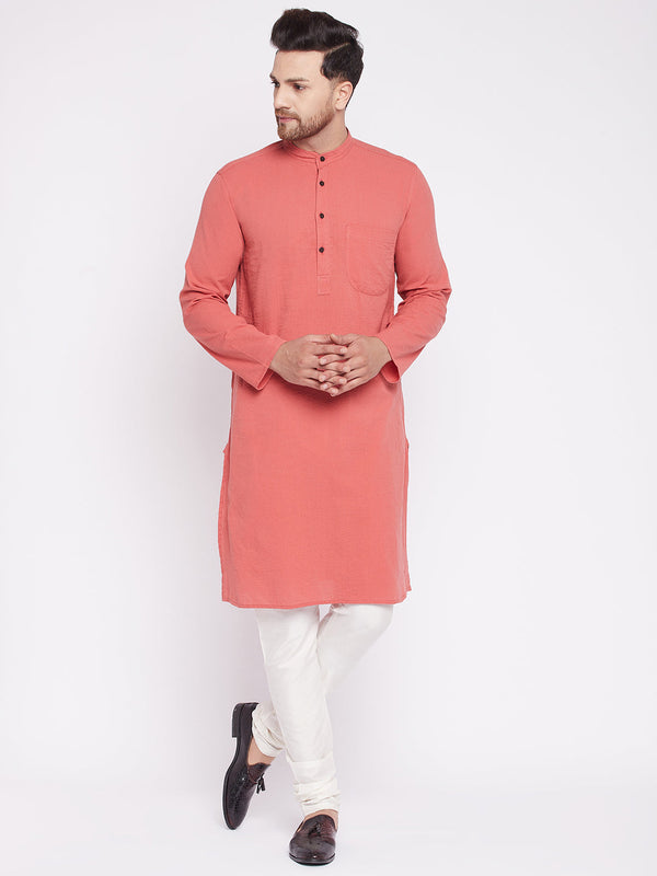 Men's Long Kurta with Band Collar -Even Apparels