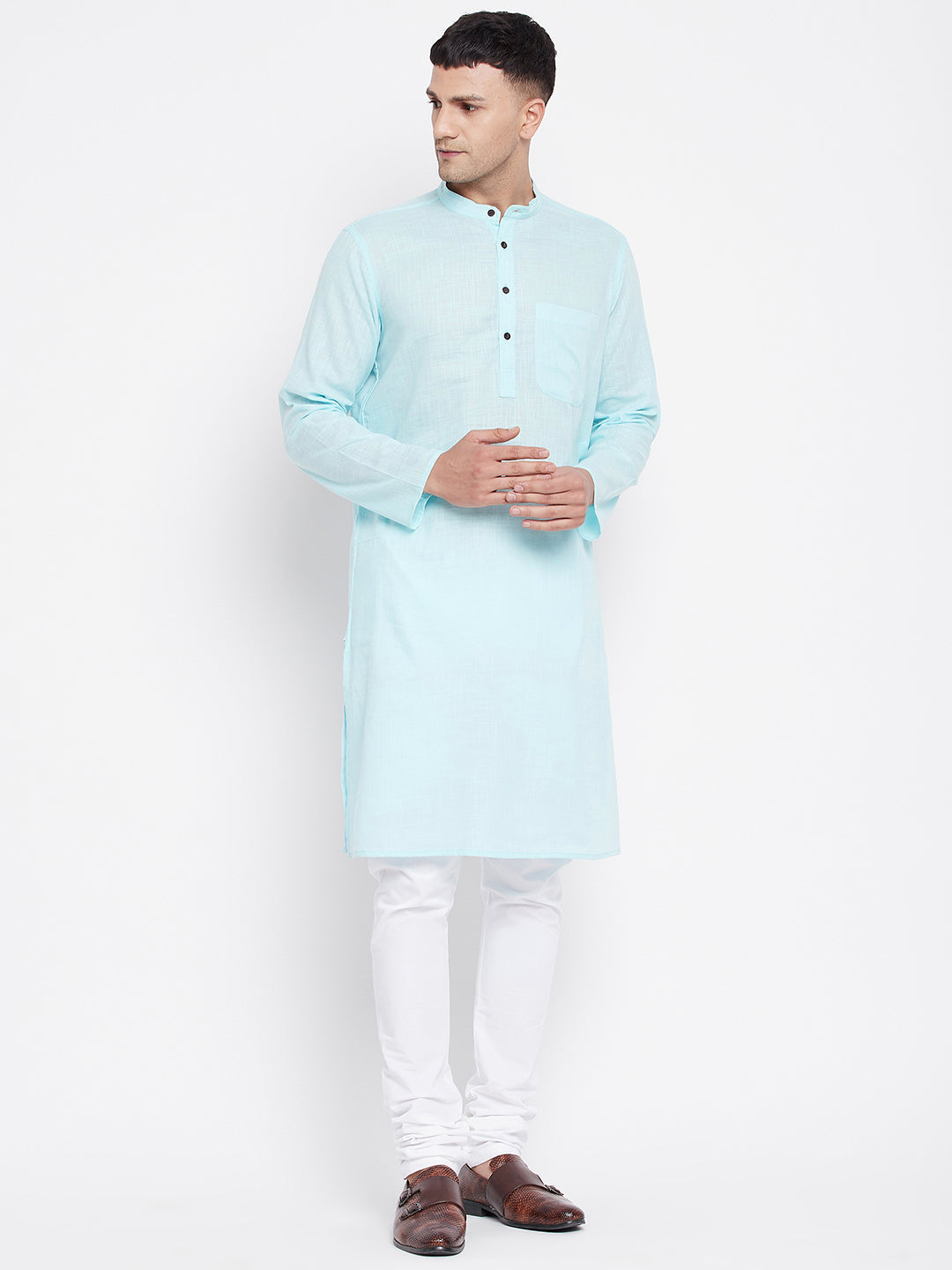 Men's Pure Cotton Kurta With Band Collar - Even Apparels