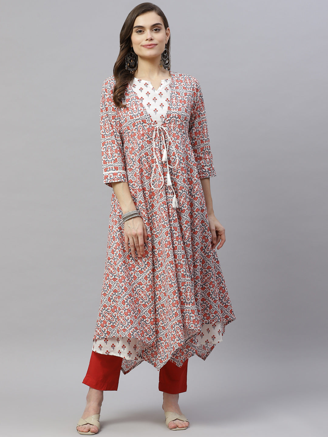 Women's Cotton Floral Printed Kurta With Jacket - Miravan