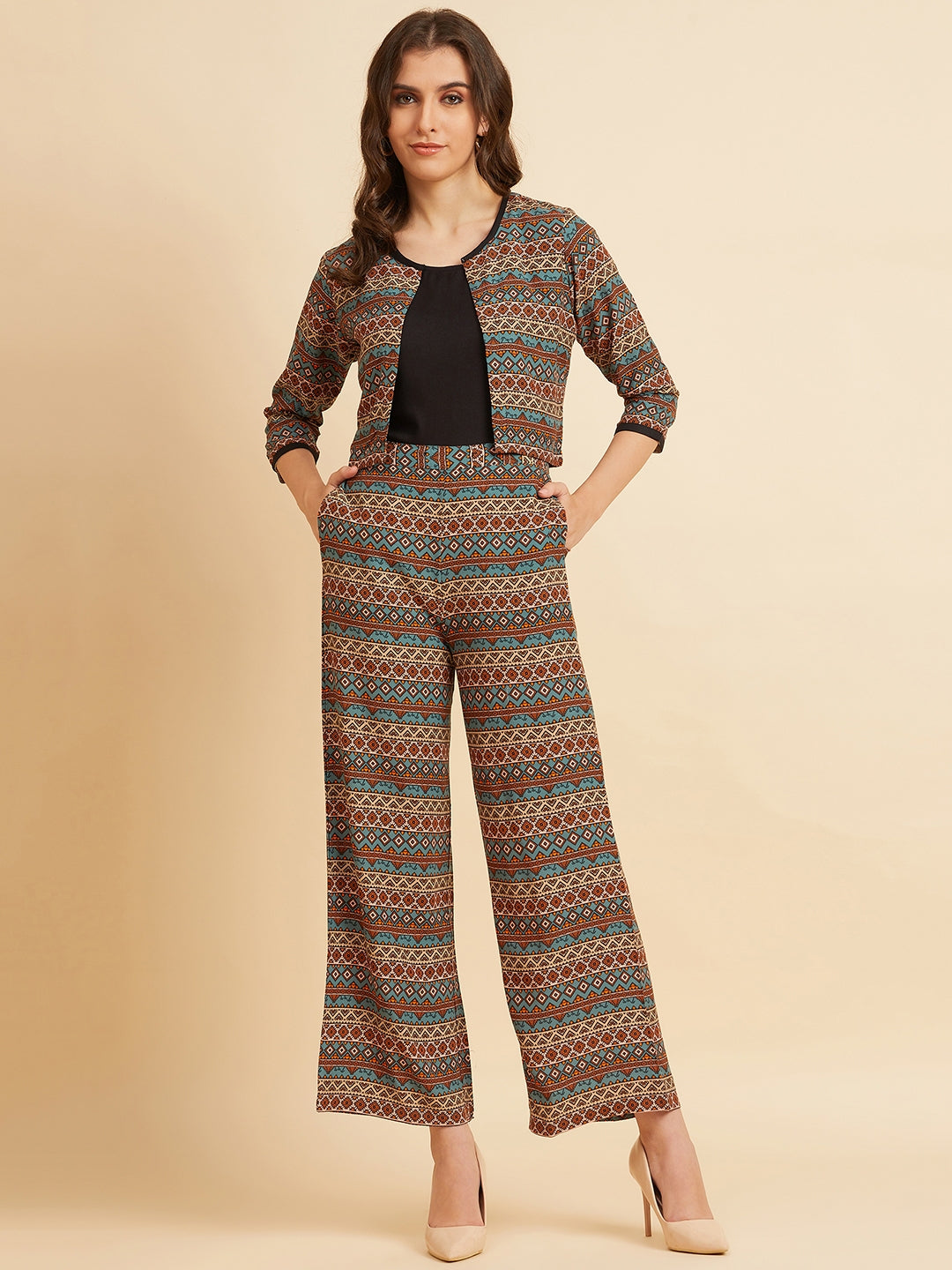 Women's Rayon Geometric Pattern Co-Ord Set - Azira