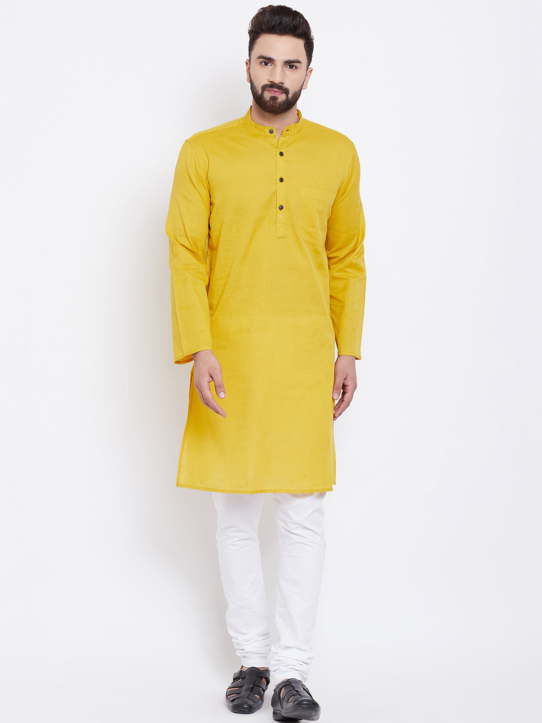 Men's Pure Cotton Kurta With Band Collar - Even Apparels