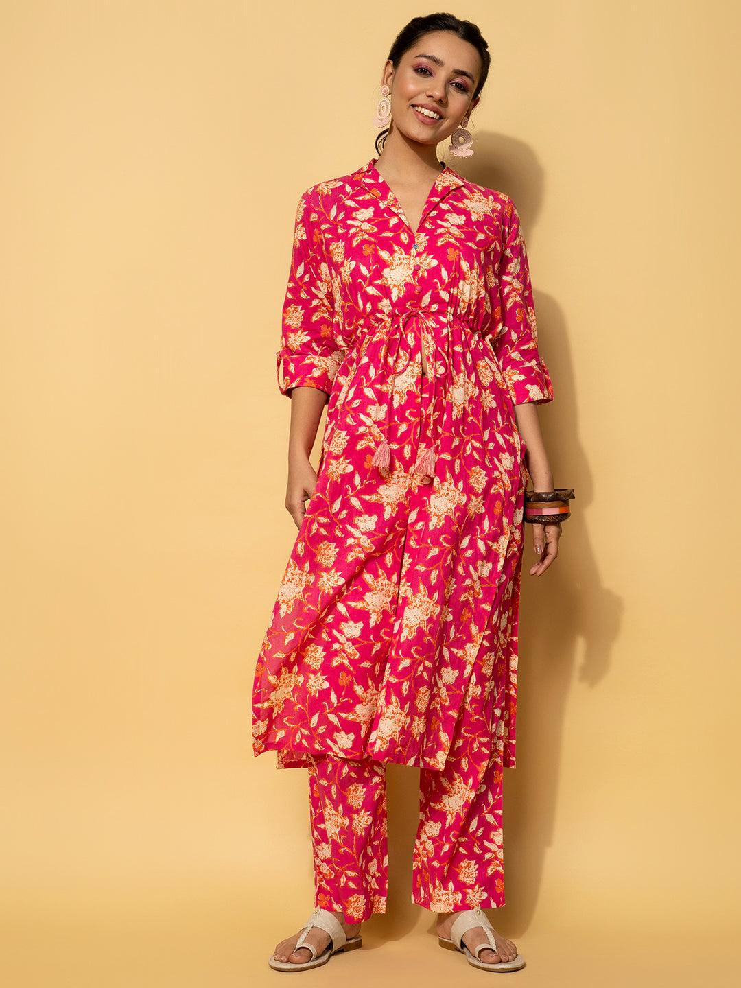 Pink Printed Cotton Co-Ords - Jashvi