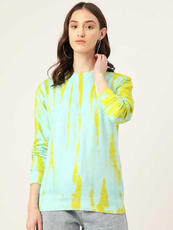 Women's Offwhite- yellow Sunrays tie dye Sweatshirt - Maaesa