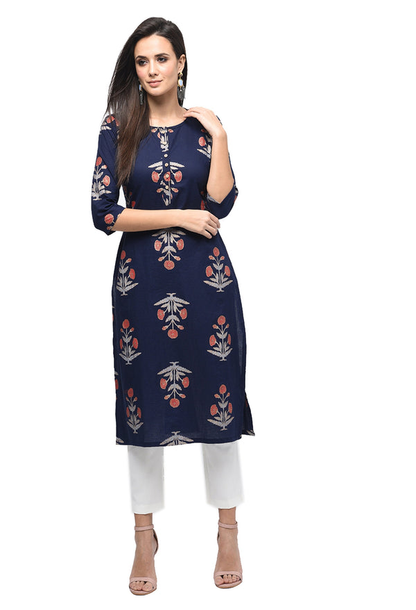 Women Black Cotton Kurti by Myshka (1 pc set)